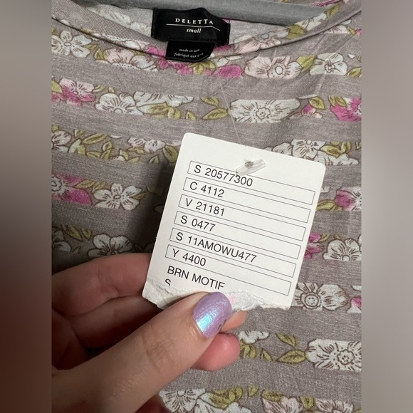 Deletta from Anthropologie Floral Striped Side Tie Top Small - Picture 6 of 8